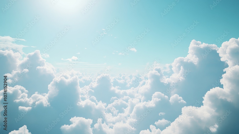 Poster abstract background of a cloudy blue sky with small clouds created with 3d rendering techniques