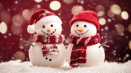 Christmas themed web banner featuring two cheerful snowmen