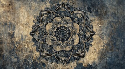 Naklejka premium Mandala art design featuring intricate patterns on a textured background