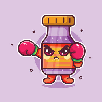 recommend clip art: angry vaccine bottle character mascot playing boxing sport isolated cartoon