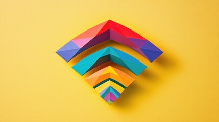 Colorful geometric woven symbol representing Wi Fi connectivity
