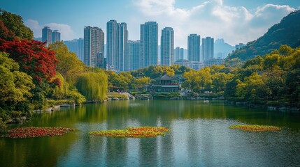 Obraz premium A bird's eye view of the beautiful city of Hong Kong