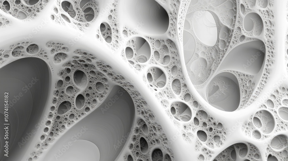 Poster monochromatic digital abstract fractal background created using computer graphics