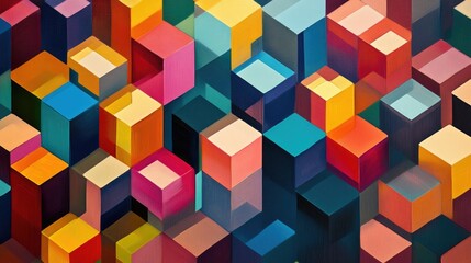 Colorful Cube Background Representing Geometric Art or Wallpaper