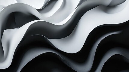 Obraz premium 3D abstract background featuring undulating waves in shades of black and white