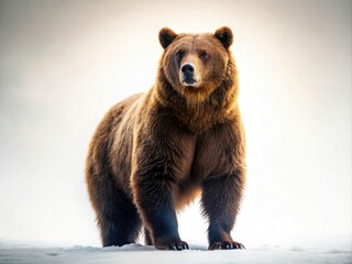 Obraz premium Silhouette of a Majestic Brown Bear Against a White Background, Animal Photography, Wildlife Silhouette, Nature Photography, Bear Silhouette, Minimalist 