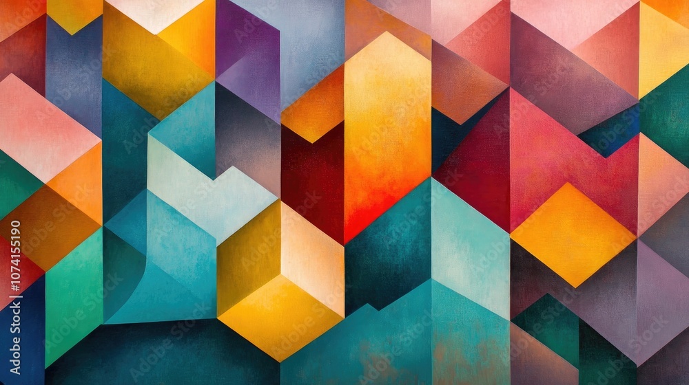 Poster Overlapping geometric shapes creating a unique pattern