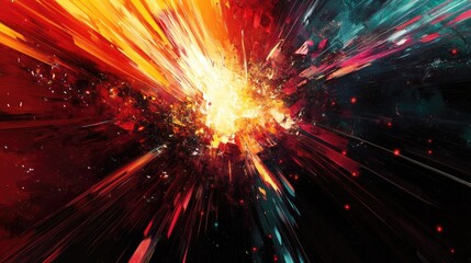 Abstract colorful background featuring a panoramic view of an exploding star enhanced with glossy effects and dynamic lines Beautiful illustration