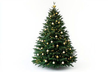Fototapeta premium beautiful christmas tree on white background for christmas postcards, generative AI
