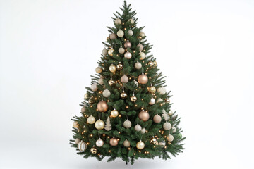 beautiful christmas tree on white background for christmas postcards, generative AI