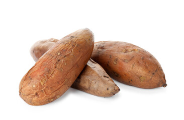 Tasty cooked sweet potatoes isolated on white
