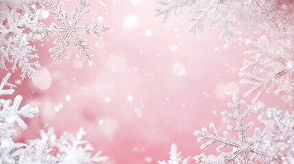 Winter themed snowflake frame on a pink backdrop