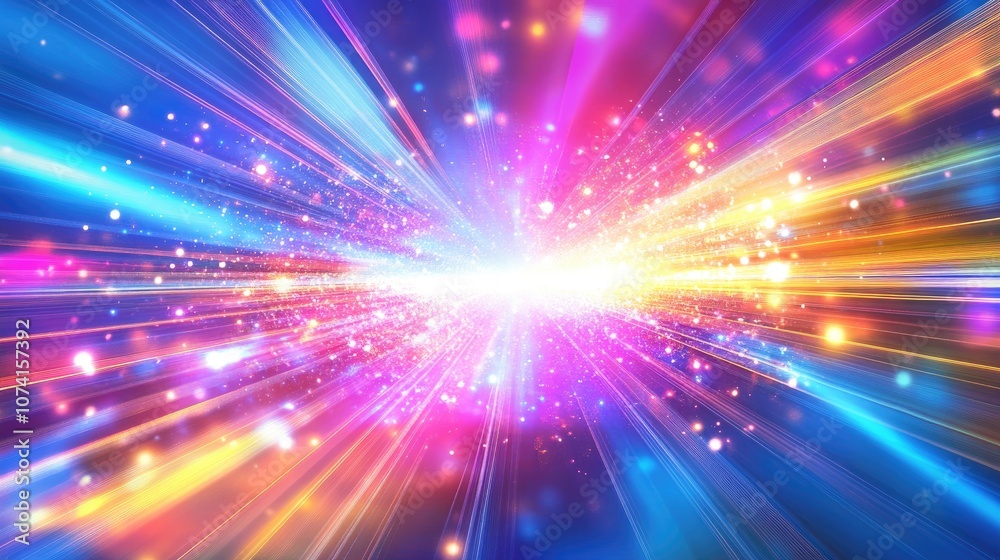 Poster burst of light with radiant particles and lines creating a captivating abstract rays backdrop