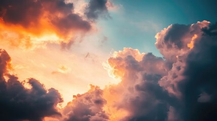 Fototapeta premium Dramatic twilight sky with colorful clouds during sunset