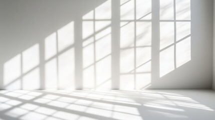 Minimalist white background with overlapping rectangular patterns and soft shadows