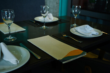 table set for a dinner, plate with fork and knife, white plate and cutlery, plate and cutlery, table setting in restaurant, table set, fabric napkin, white napkin
