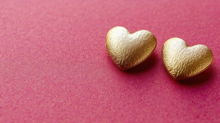 Obraz premium Elegant Golden Heart Shapes on a Vivid Pink Background, Perfect for Celebrating Love and Affection, Ideal for Valentine's Day and Romantic Occasions
