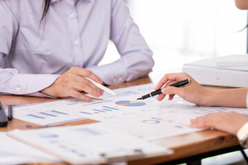 Business Women Consulting meeting working and brainstorming new business project finance investment concept.