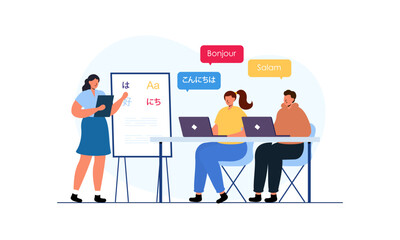 Language courses concept in flat design