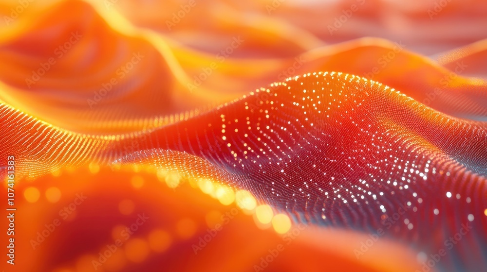 Poster orange wave light gradient texture background abstract representation of technology and big data in 