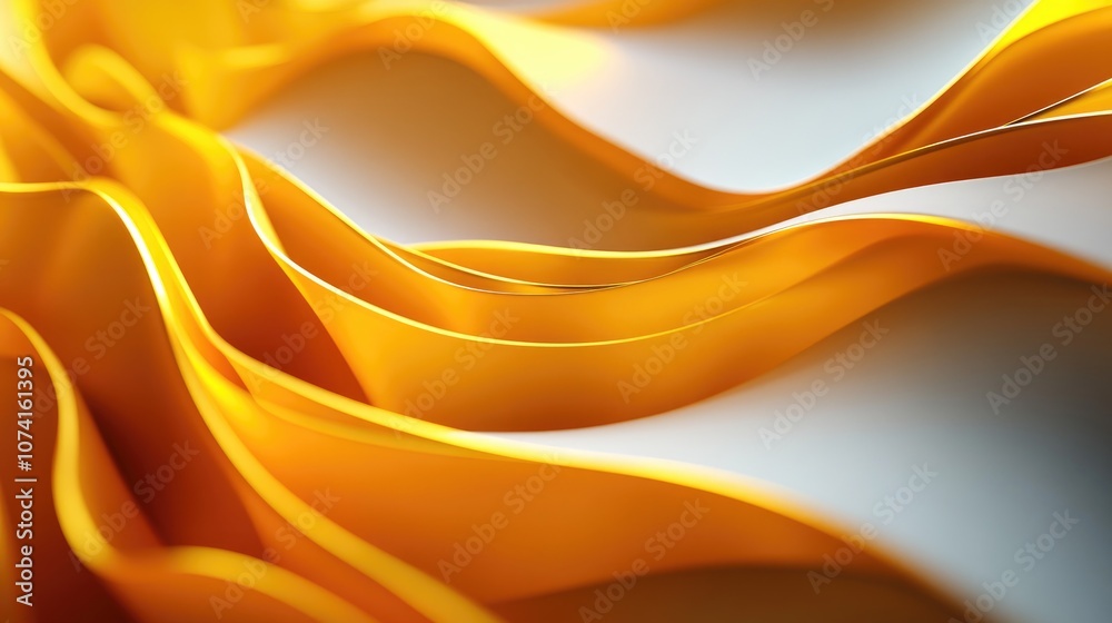 Poster 3d abstract background in yellow with wave like shapes on a dark backdrop a modern design element fe