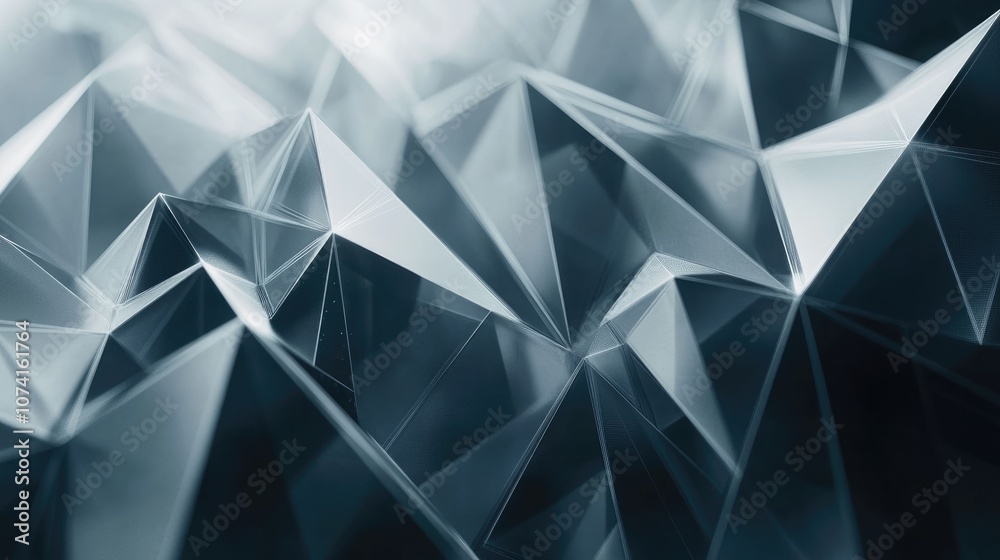 Poster monochrome gradient backdrop featuring transparent overlapping polygons low poly design ideal for bu