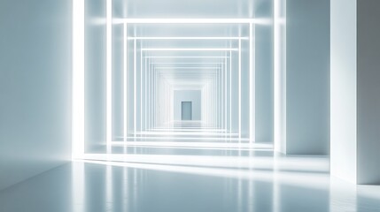 Futuristic corridor concept in a science fiction setting depicted through 3D illustration