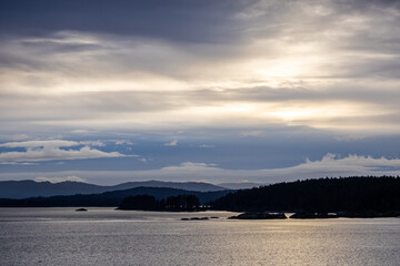 Serene Evening Over Gulf Islands in British Columbia Canada