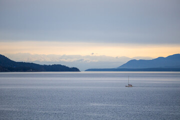 Tranquil Evening Over Gulf Islands in British Columbia, Canada