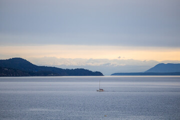 Tranquil Seascape of Gulf Islands in British Columbia, Canada
