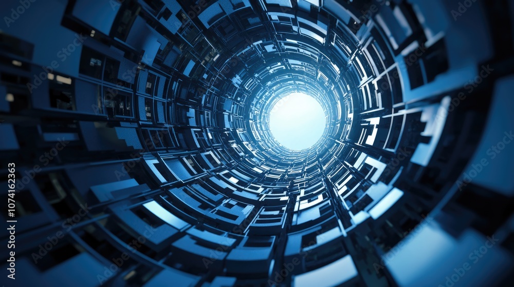 Poster abstract architectural background featuring a circular structure created through 3d rendering