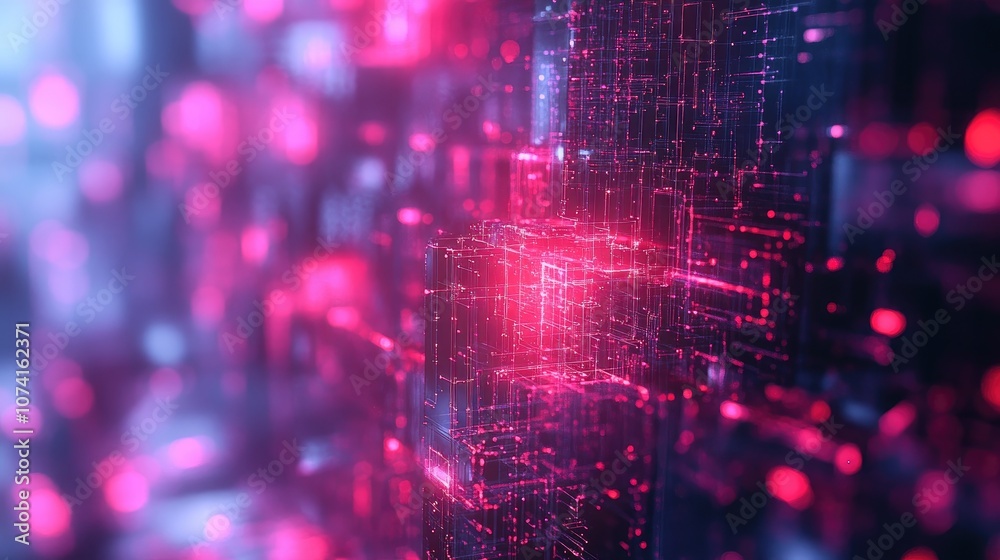 Wall mural abstract background of a digital cybernetic network showcasing advanced technology