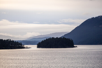Serene View of Gulf Islands BC Canada at Dusk