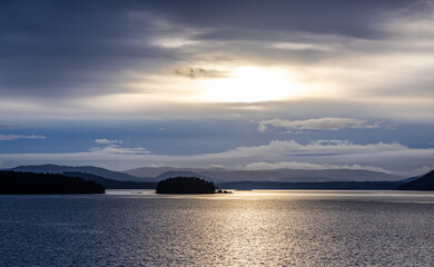 Serene Sunset Over Gulf Islands in British Columbia Canada