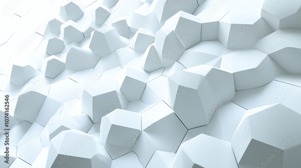 Poster 3d rendering of abstract hexagonal geometric surfaces in a virtual environment geometric shapes are 