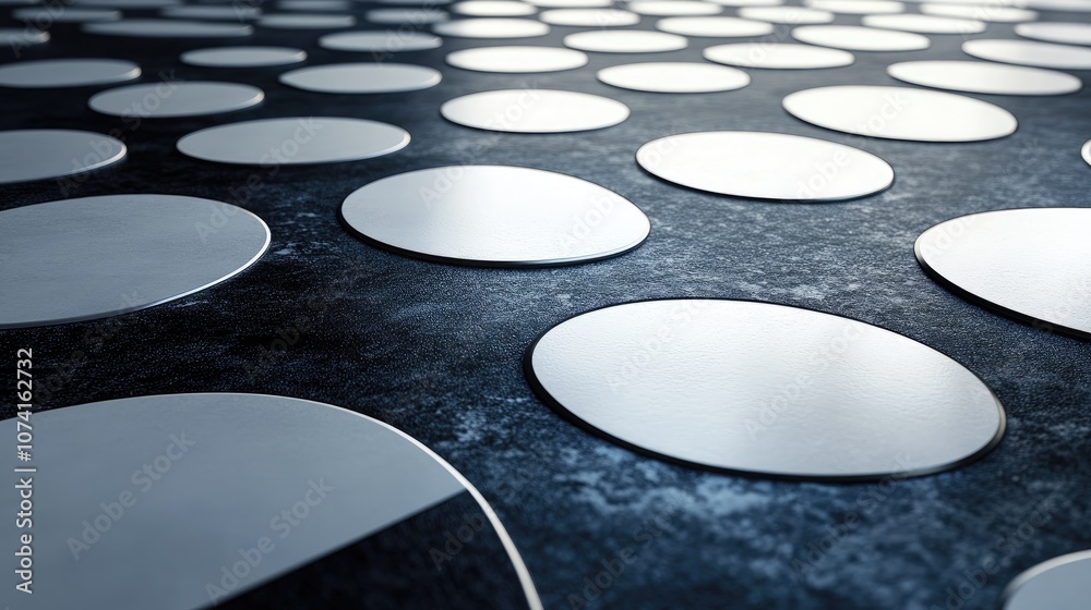 Poster abstract background featuring a floor design with contrasting white and dark circular patterns