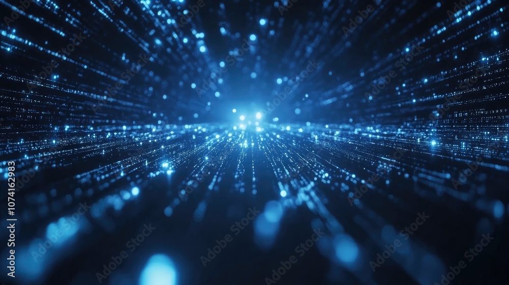 Poster blue digital cyberspace with data network connections representing high speed internet and the conce