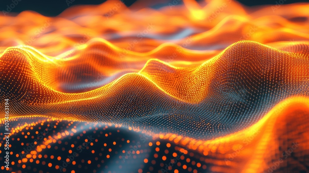 Poster orange wave light gradient texture background abstract representation of technology and big data in 
