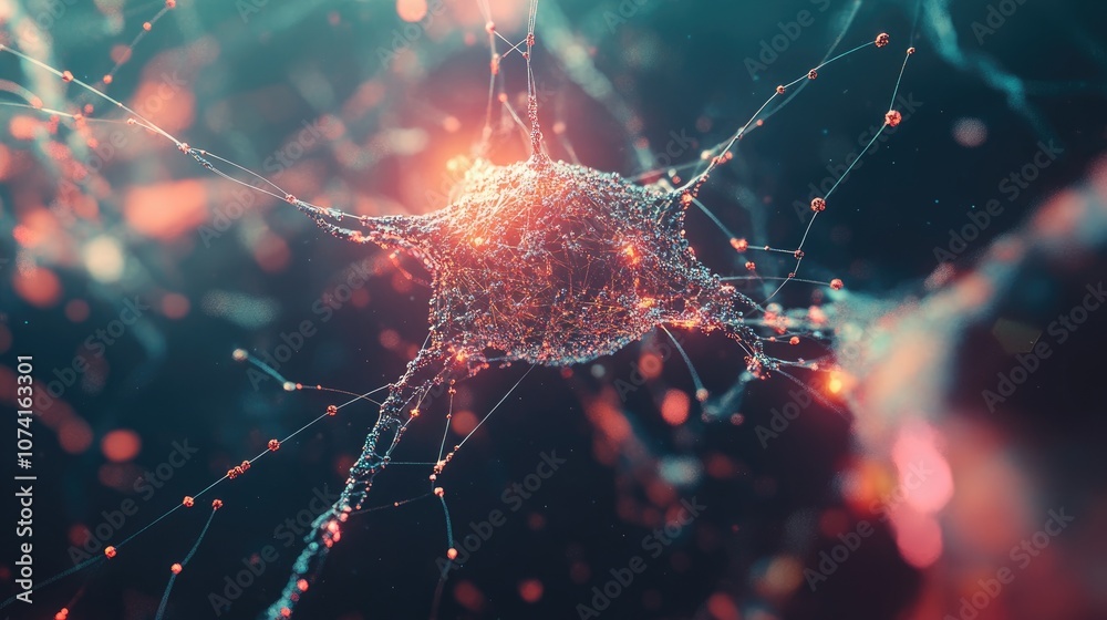  neural network concept featuring interconnected cells and links advanced technology process with an 