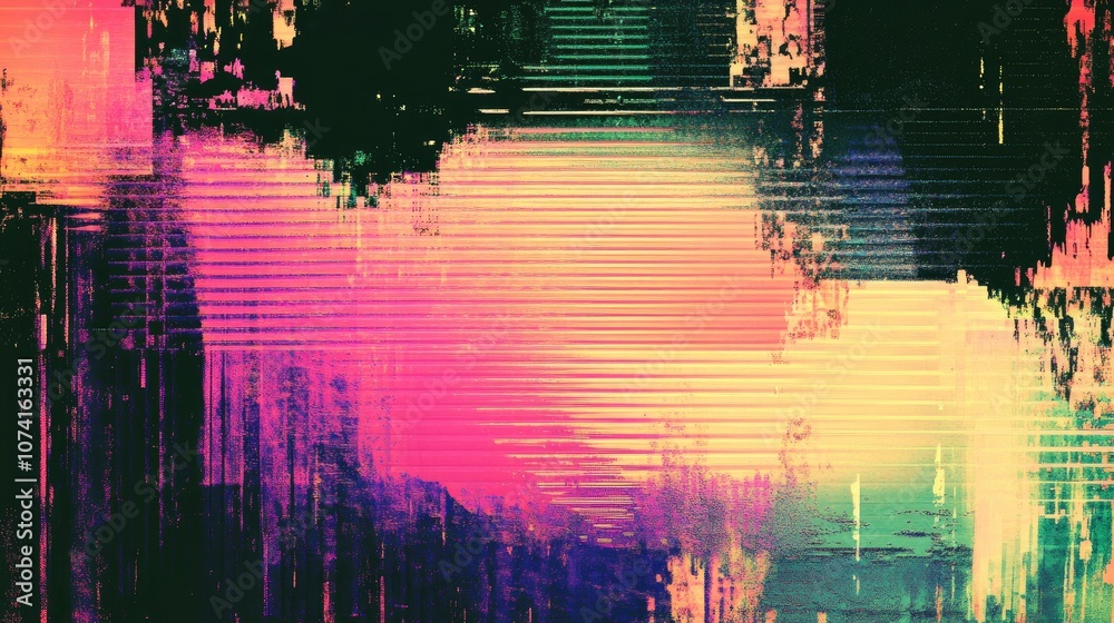 Poster digital glitch background illustration of a computer screen error abstract design with pixel noise t