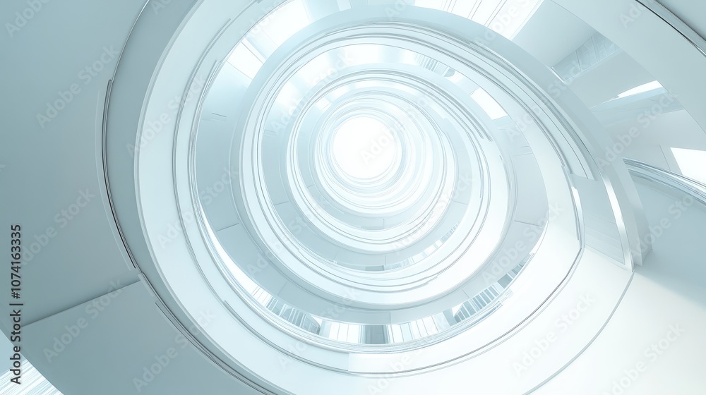Poster abstract circular background featuring white architecture 3d rendering of modern architectural desig