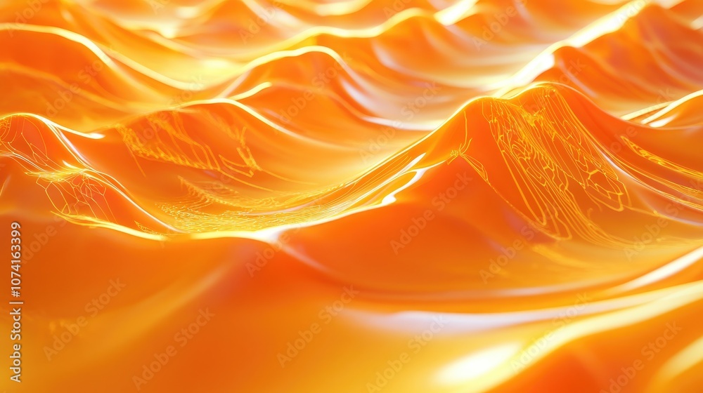 Aufkleber orange wave light gradient texture background abstract representation of technology and big data in 