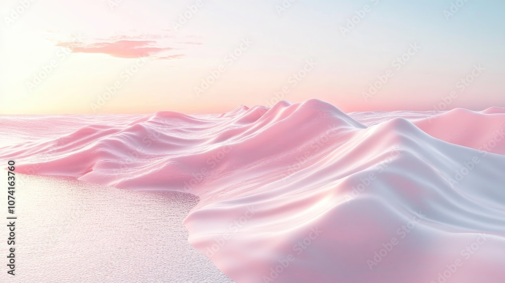 Aufkleber gentle waves and simple forms in a soft pastel color scheme created using 3d rendering techniques