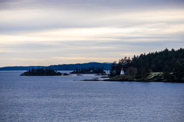 Naklejka premium Scenic View of Gulf Islands with Lighthouse in British Columbia
