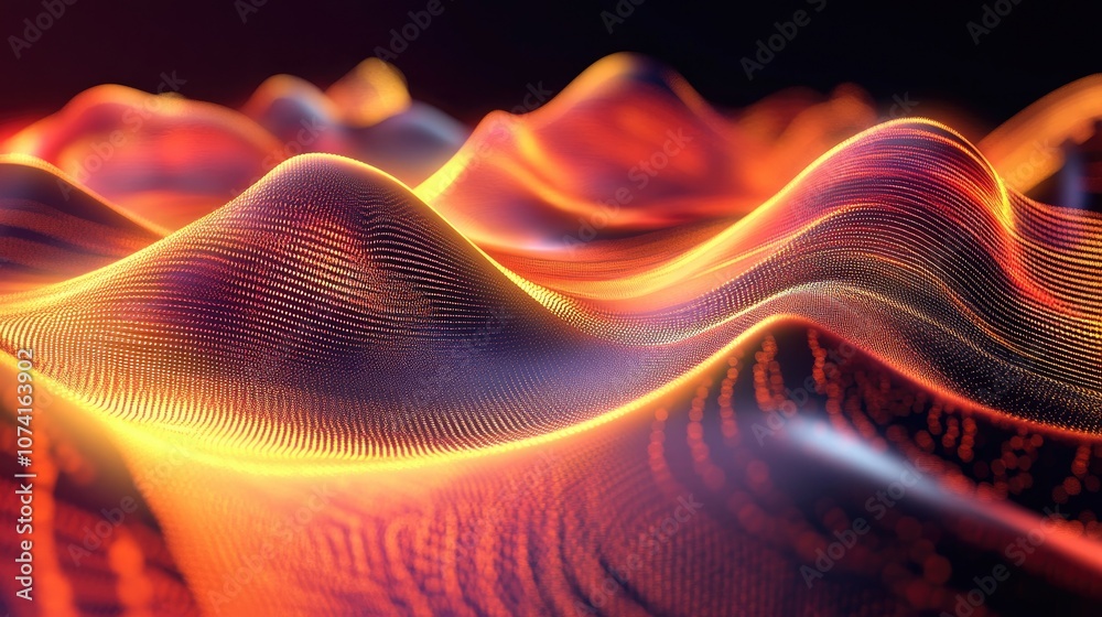 Wall mural abstract depiction of waves in the digital realm illustrating wave propagation in the information la