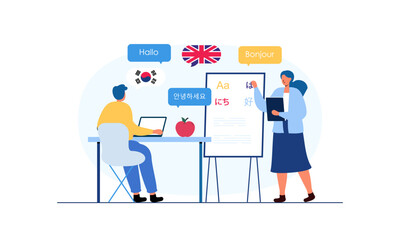 Language courses concept in flat design