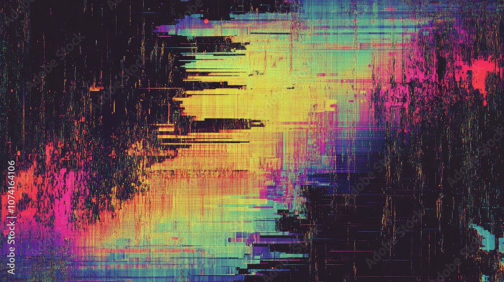 Poster digital glitch background illustration of a computer screen error abstract design with pixel noise t