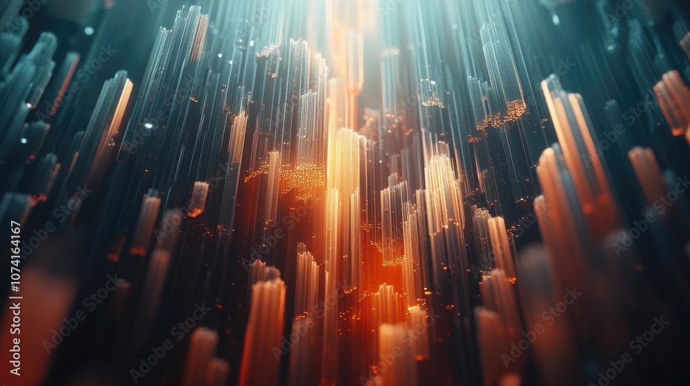 Poster 3d rendered abstract background featuring a complex structure composed of vertical geometries illust