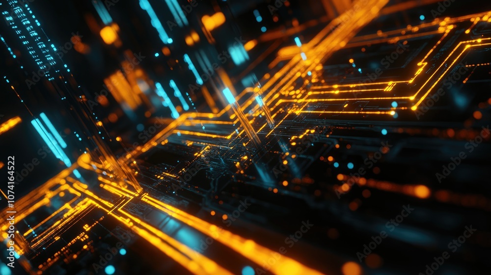 Poster high tech digital background featuring a modern data connection system and electronic computer desig