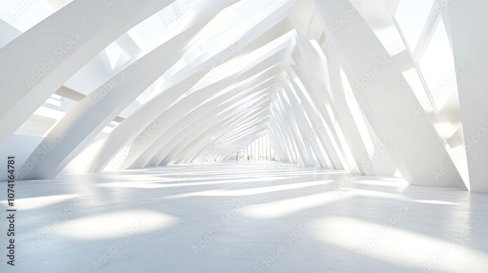 Poster white abstract background featuring modern architectural design minimalist building structure in 3d 